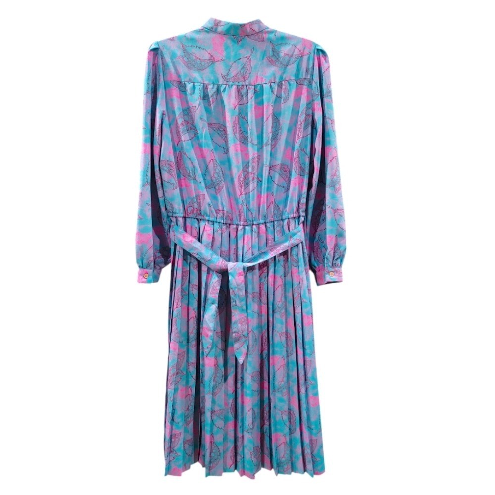 Vintage 90s Schrader Sport New York Blue Purple Pleated Button Dress Size 12