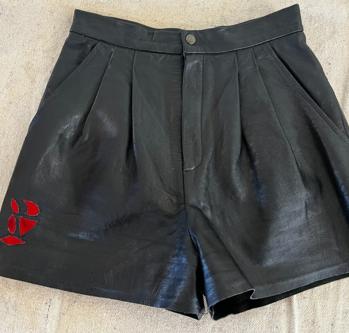 Vintage Y2K All American Rider Woman’s Black Leather Motorcyle Lined Shorts Sz 8