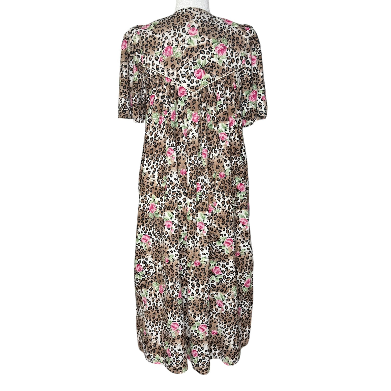 1980s Vintage Barbizon S Animal Print Floral Nightgown Muumuu House Dress Cotton