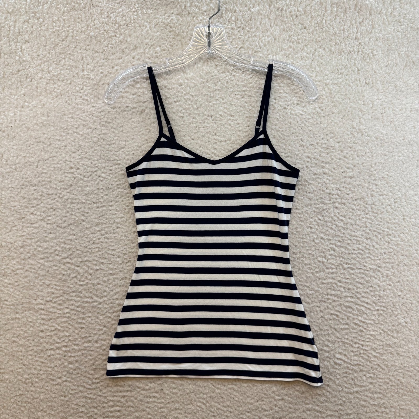 Y2K Vintage Camisole Tank Top XS Small Navy Blue White Striped Coastal Natutical