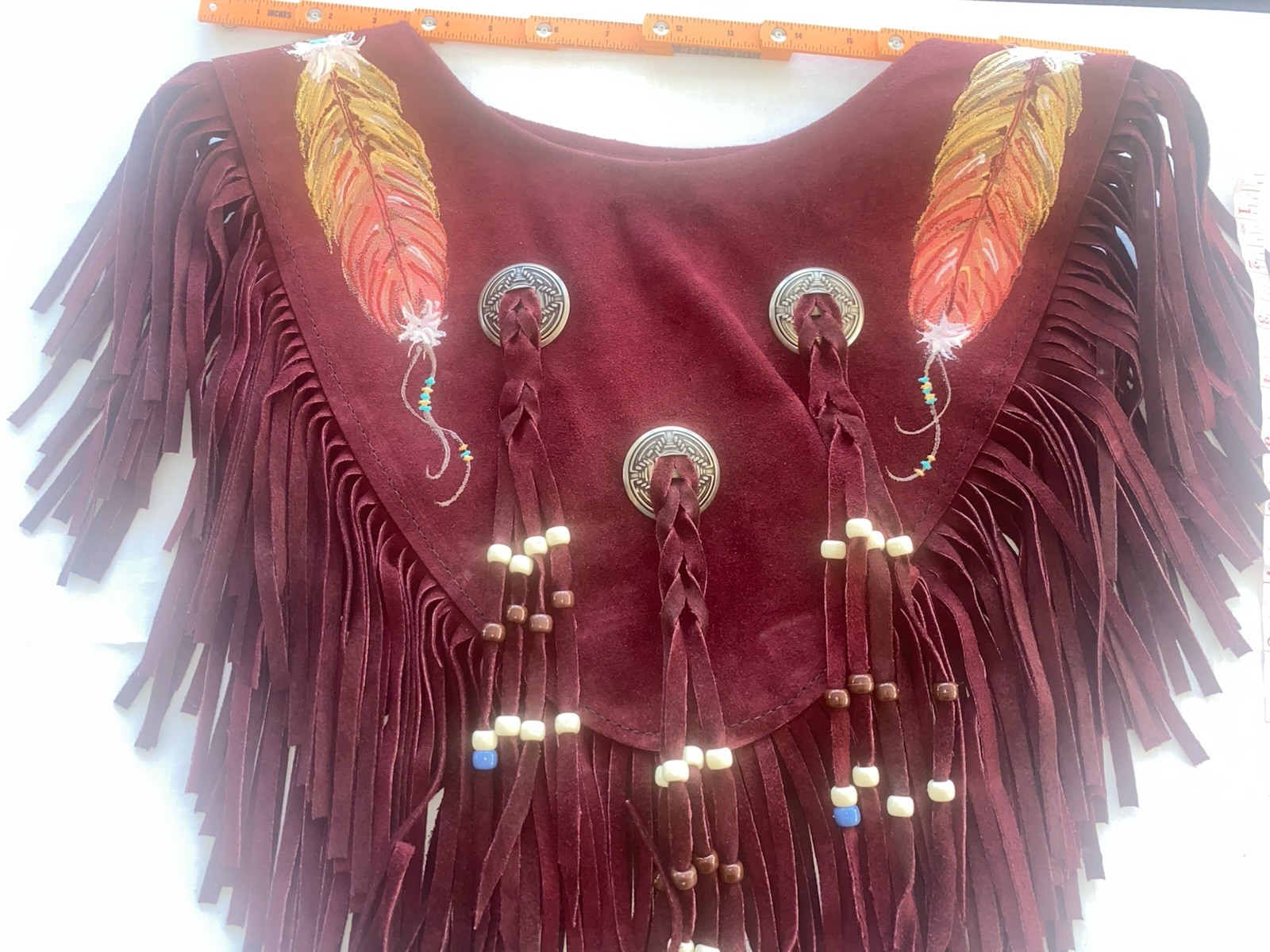 Native American Suede Leather Halter Crop Top Fringe Coachella – Vintage