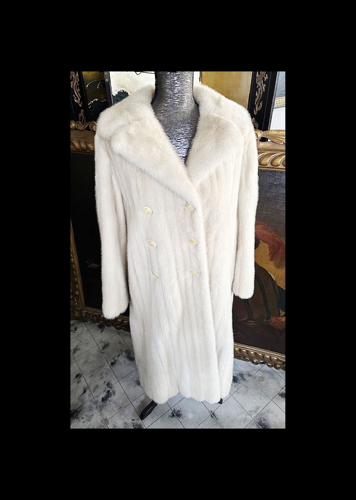Vintage 1950’s 1960s Double Breasted EMBA Mink Fur Coat – Pale Beige Blond, Soft