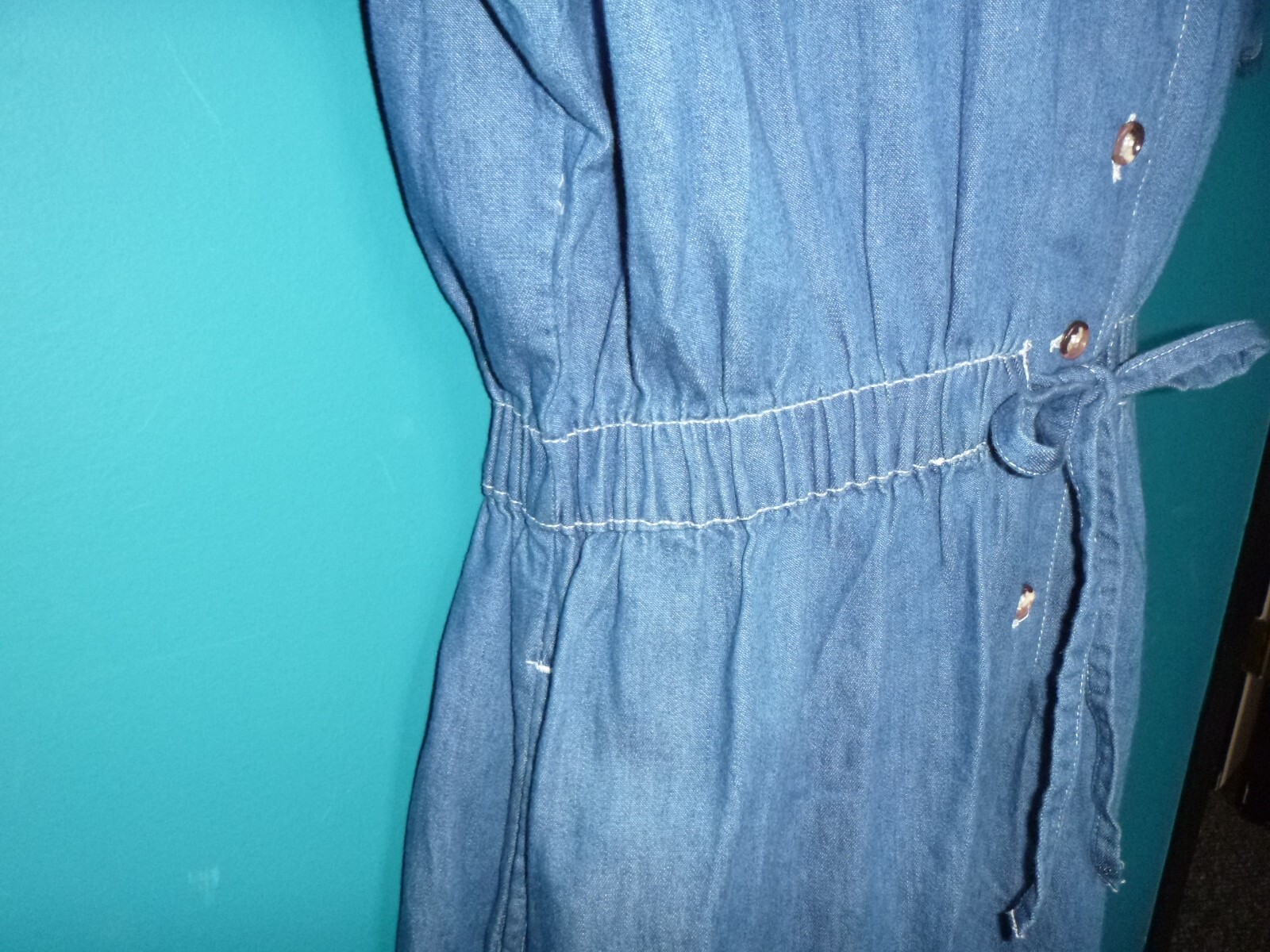 NOS Vtg 80s Northwest Blues Montgomery Wards Blue Denim SHorts Romper Sz M/L