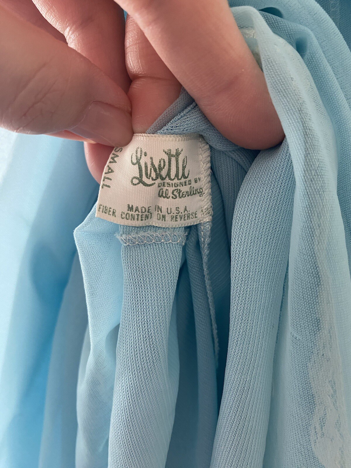 Vintage Lisette Al Sterling RARE Gown Peignoir Set Sky Blue Nylon Coquette Small