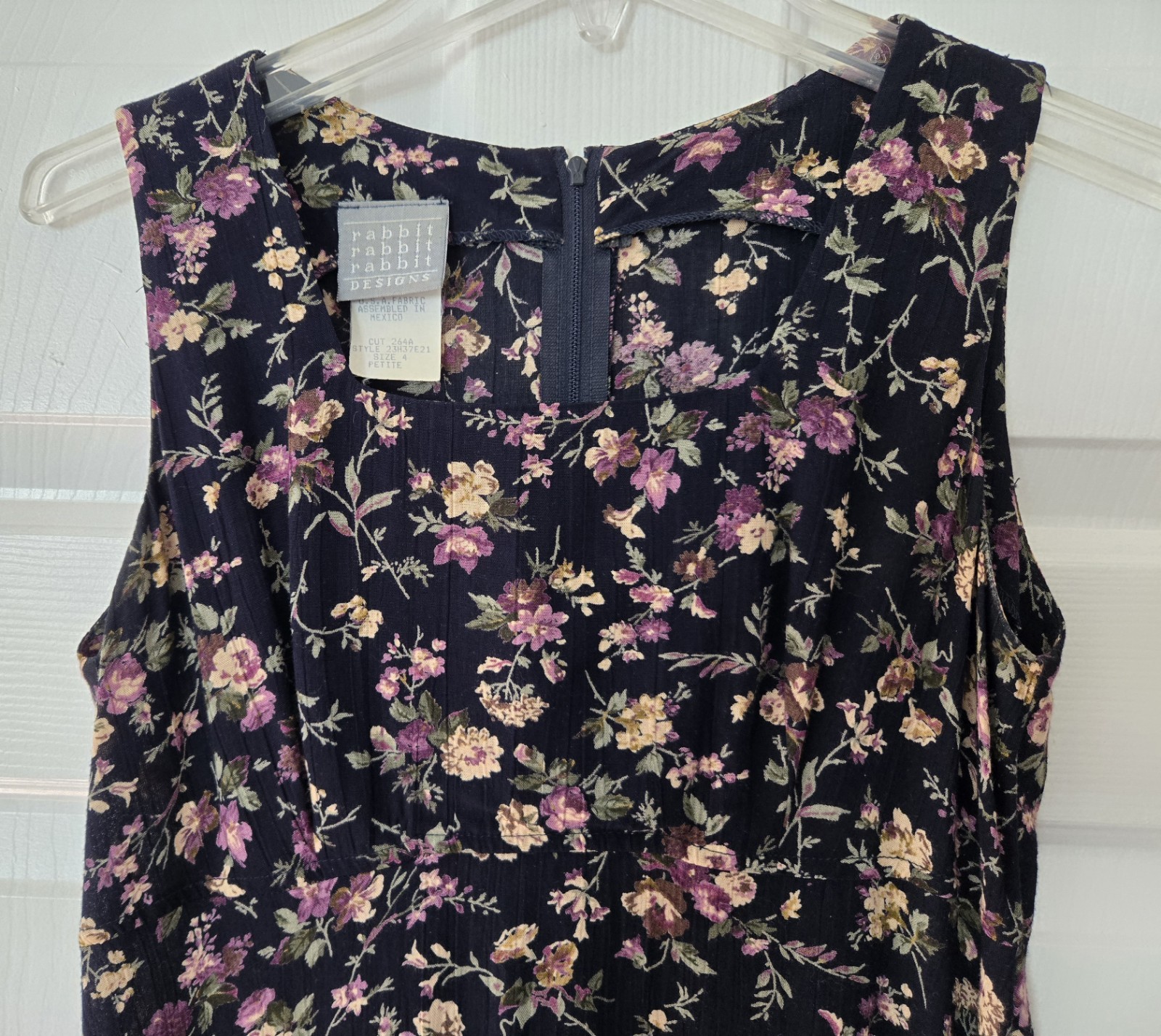 Vtg Rabbit Designs Purple Floral Maxi Dress Grunge Goth Boho Sz 4 Petite