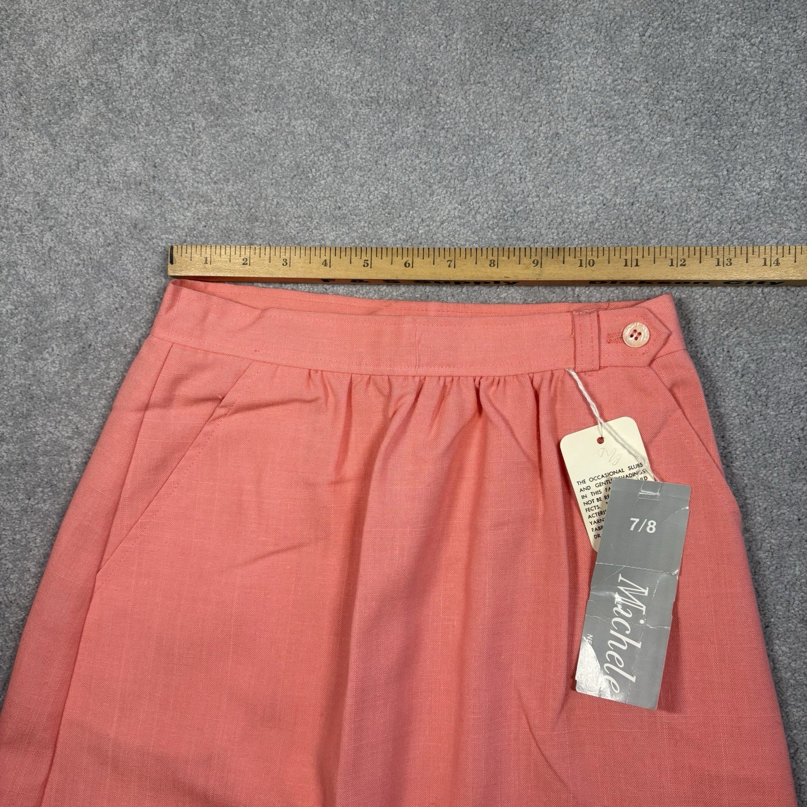 70s Michele NY Coral Pink Skirt Size 7/8 Union Made NOS Deadstock USA Vintage