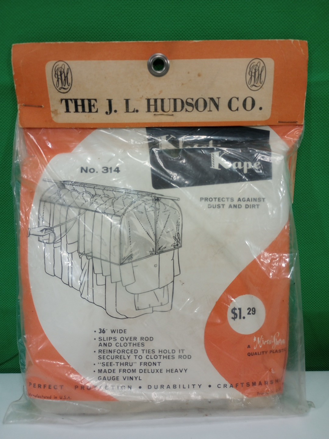 Vintage The JL Hudson Company Kloset Kape New Old Stock Protects Against Dust
