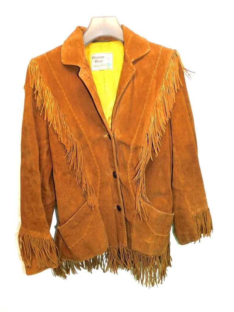 Vintage Pioneer Wear M Brown Suede Western Fringe Coat Woman Rockabilly Rodeo