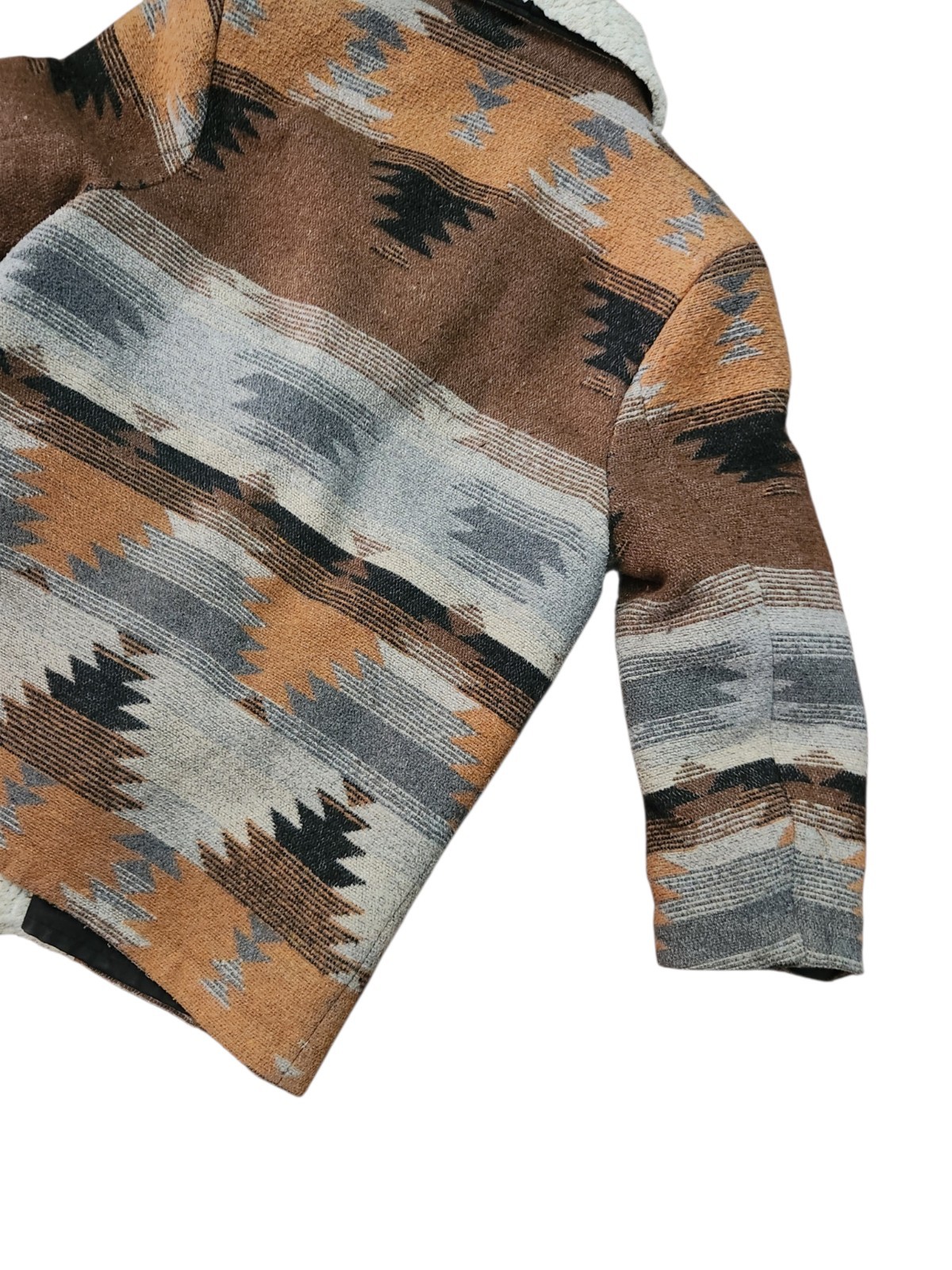 Vintage Pioneer Wear Chore Coat L XL USA Santa Fe Aztec Sherpa Lined Wood Button