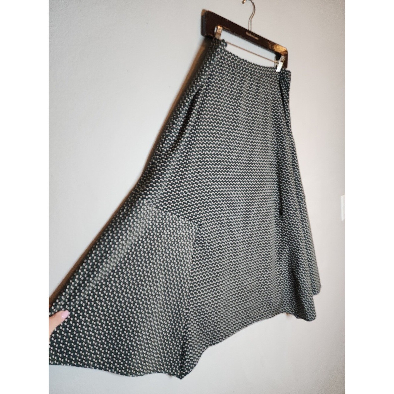 Mignon Doo Size Large Green Brown White Midi Skirt Flowy Drapey Anthropologie