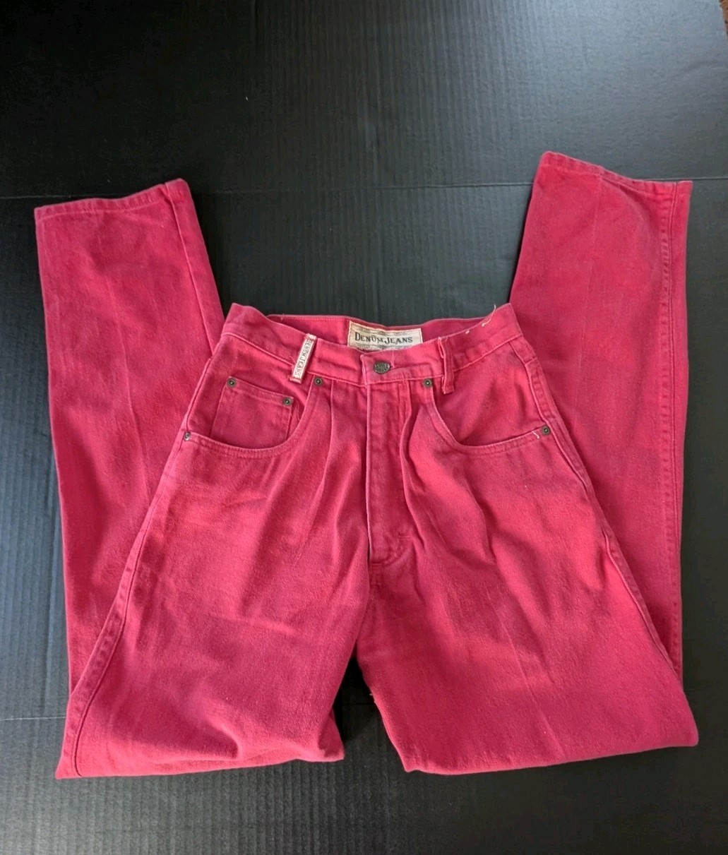 RARE Vintage 90s Denum Jeans by Panhandle Slim Red Tall Cowgirl W26 L32 USA