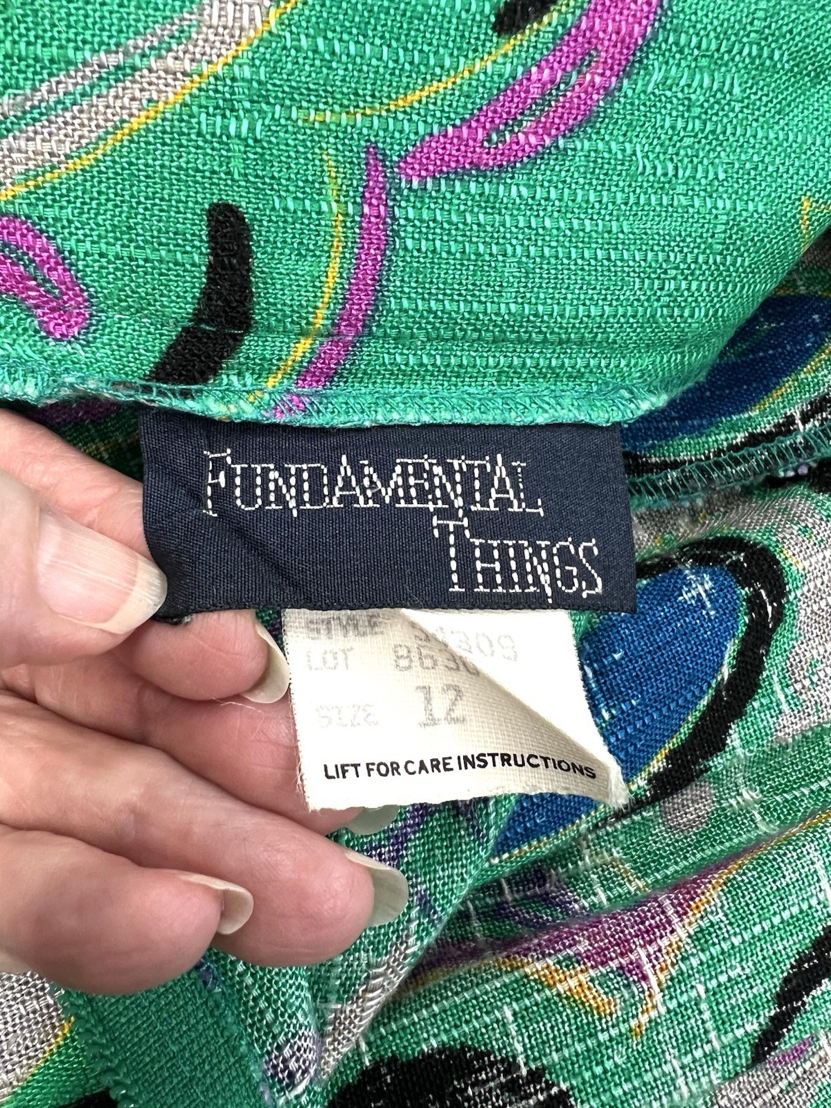 Vtg Fundamental Things Sz 12 Womens Full Pleated Midi Rayon/Flax Skirt W/Pockets