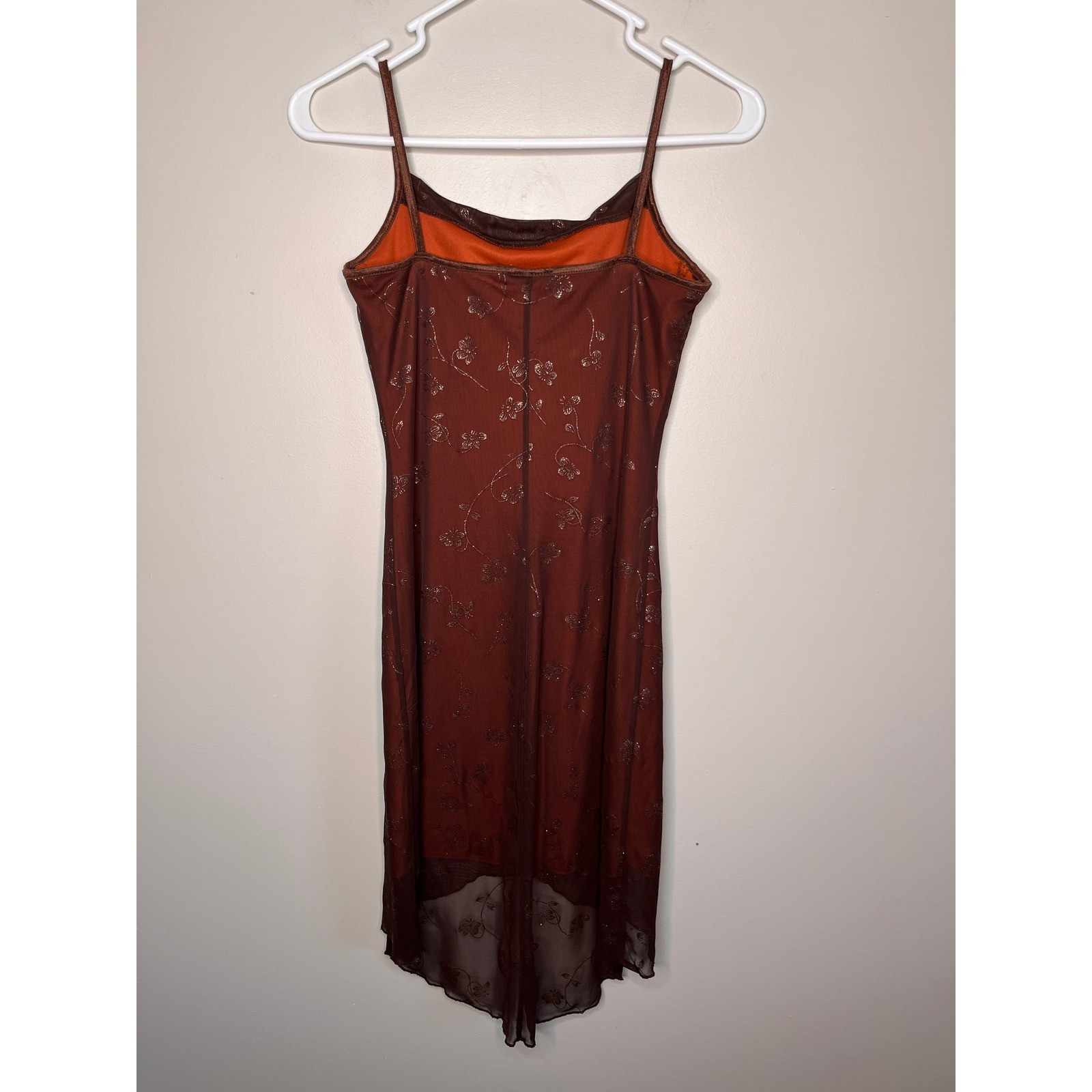 2000s Y2K Candy Rocket Floral Chocolate Brown Glitter Sparkle Prom Hoco Dress S