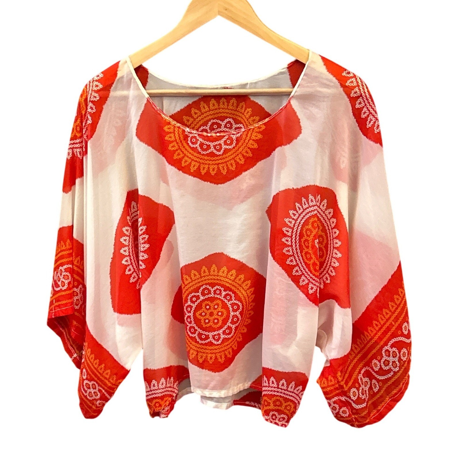 Vintage Mandala Print Blouse Boho Festival Ethereal Resortcore Coastal Chic