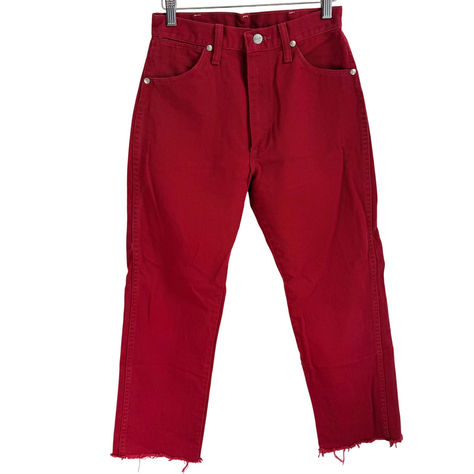 Vintage 90s Wrangler Red High Rise Mom Jeans Women’s 5 Raw Hem Western Rodeo