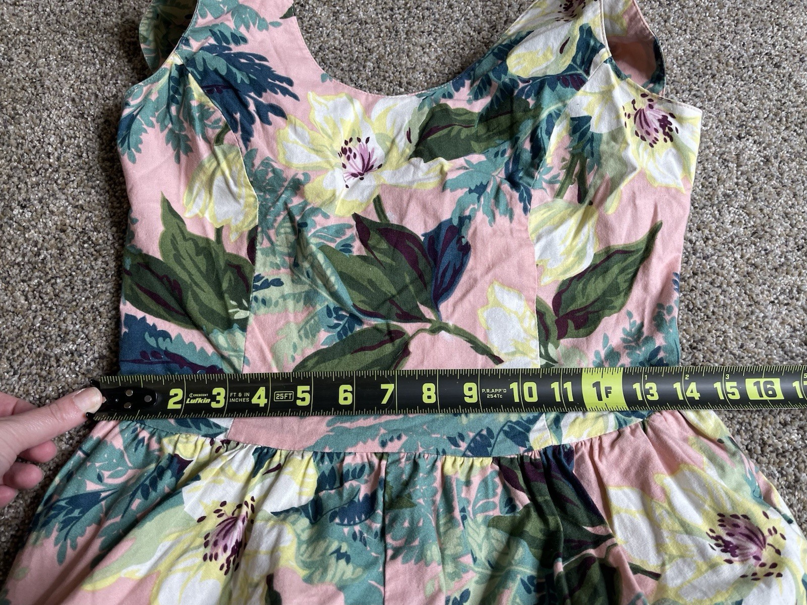 Carol Anderson California Vintage Floral Shabby Chic Smocked Back Dress Sz 9/10
