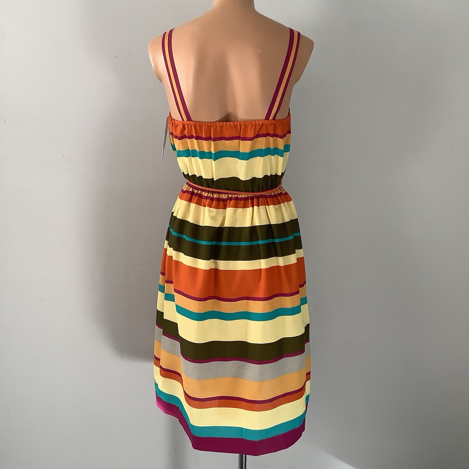 VTG 1970’s PBJ By Jerell Of Dallas Deadstock Fruit & Stripe Print Dress Orig Tag