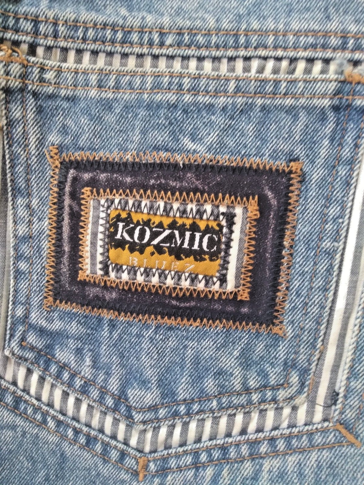 80s Vintage Kozmic Blues Acid Wash Patchwork Jeans 29 Small