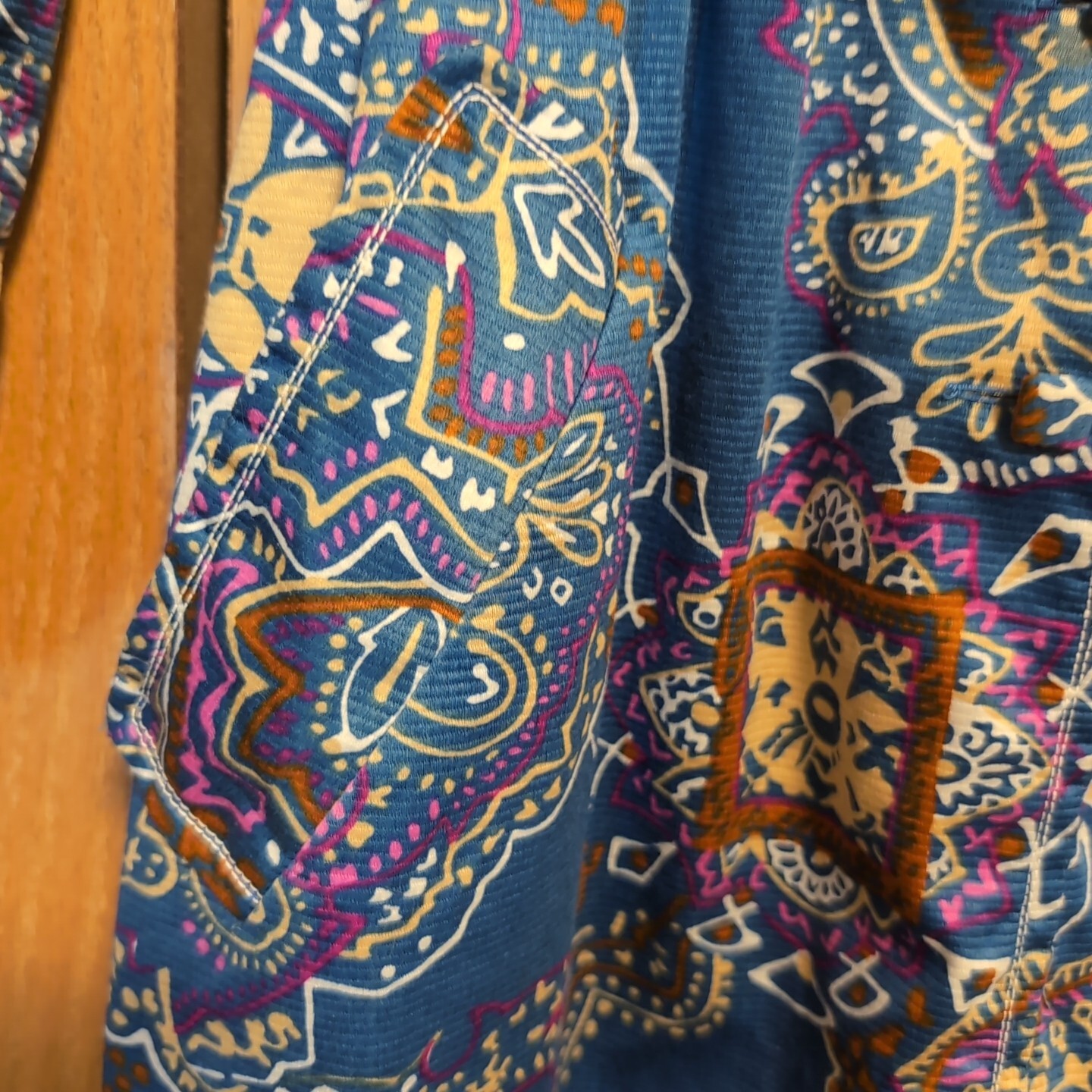 Vintage 1970s McMullen Shirtwaist Dress Blue Paisley Pattern Designer Big Collar