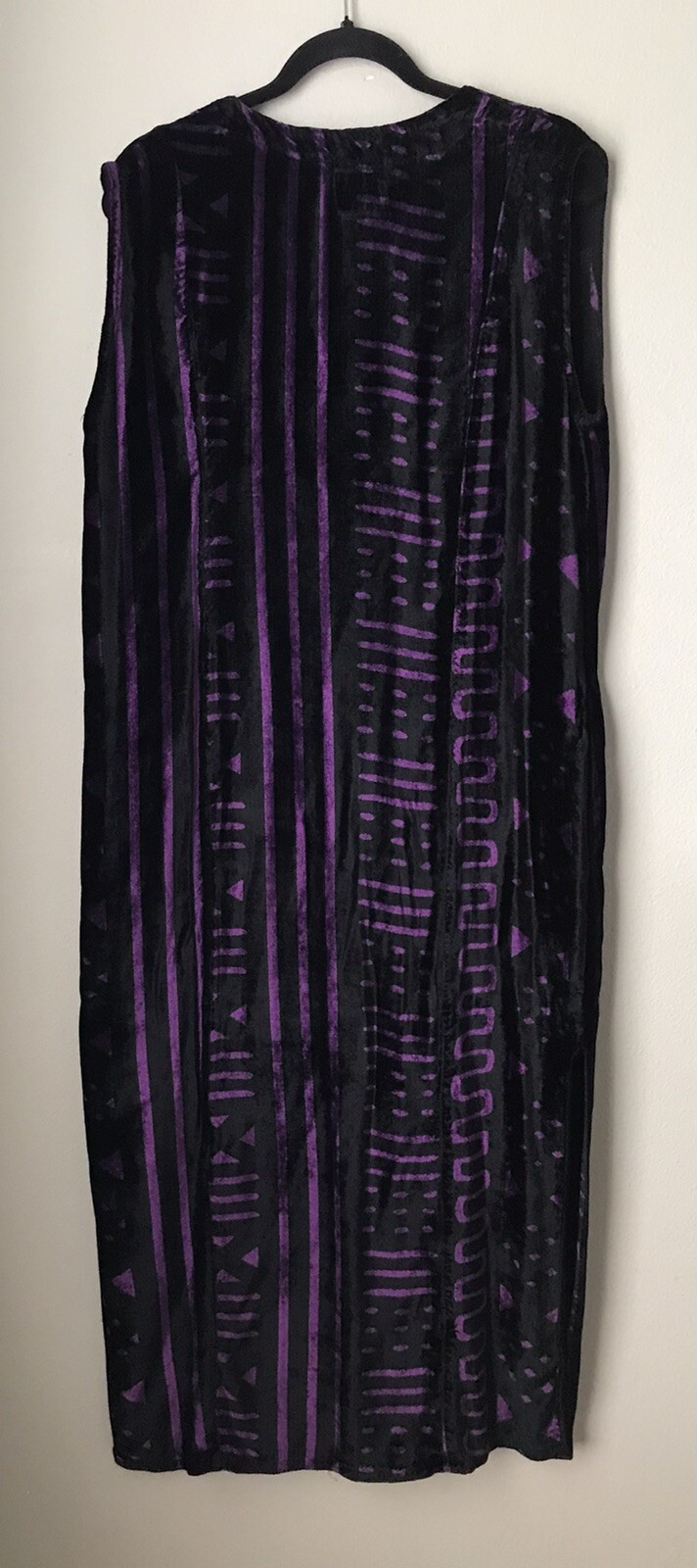 AsHro Black Purple Velvet Dress Kimono Kaftan Boho Maxi Tunic Cape Artsy Vtg