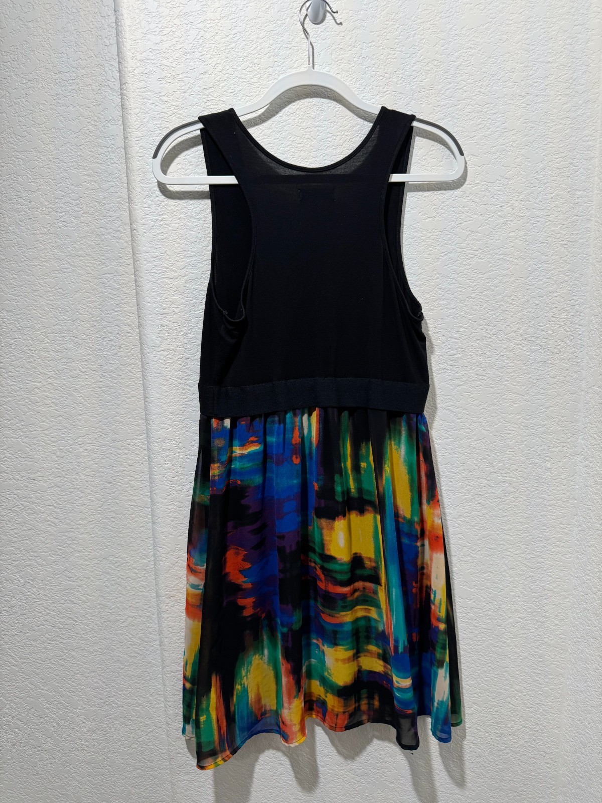Vintage 80s Vicky Tiel Sleeveless Tank Dress 6 Sheer Abstract Skirt MOD Grunge