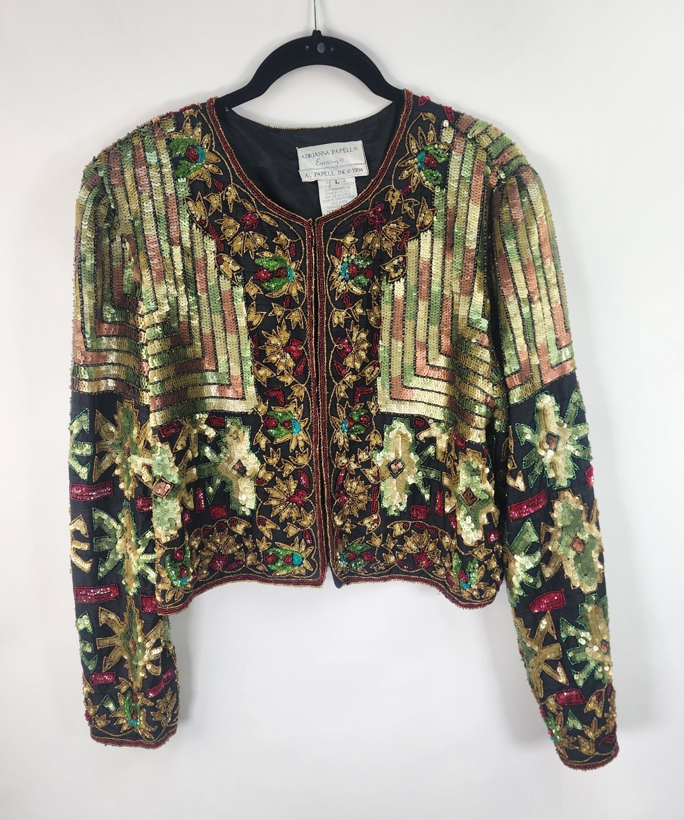 Vintage Adrianna Papell Evening 1994 Women’s L Multi Beaded Sequin Jacket *Note*
