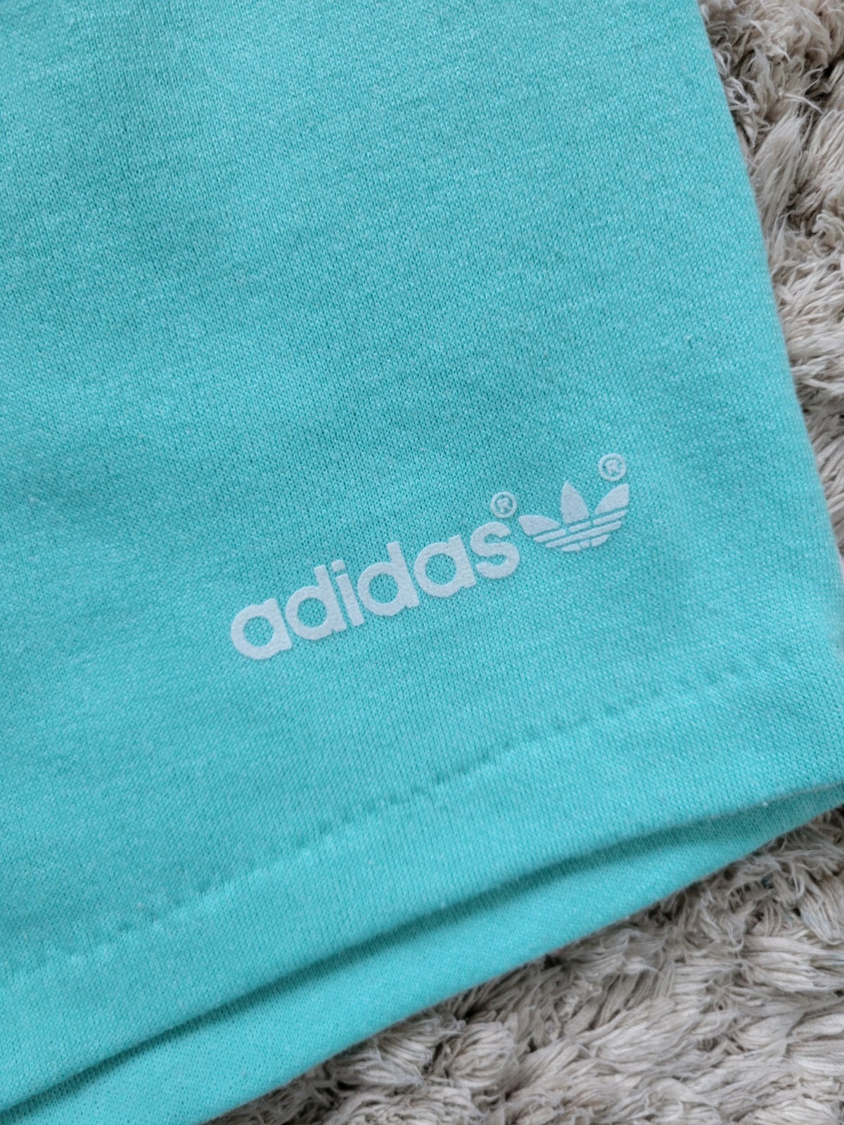 Vintage Adidas Mint Green Shorts w White Piping & Elastic Waist Size Med