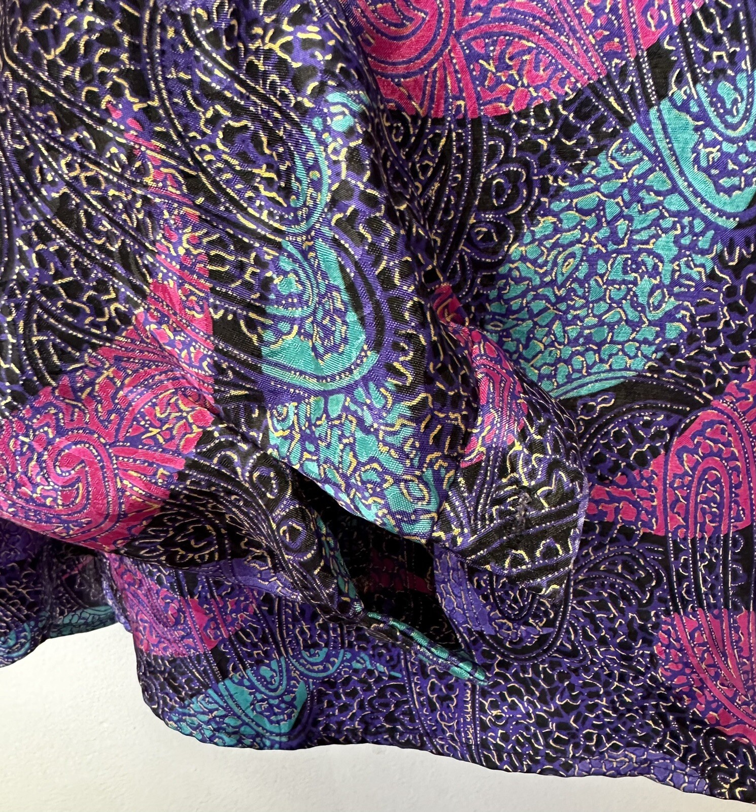 Vintage Sophisticates By Jonathan Martin Blouse Women 16 Purple Paisley Satin