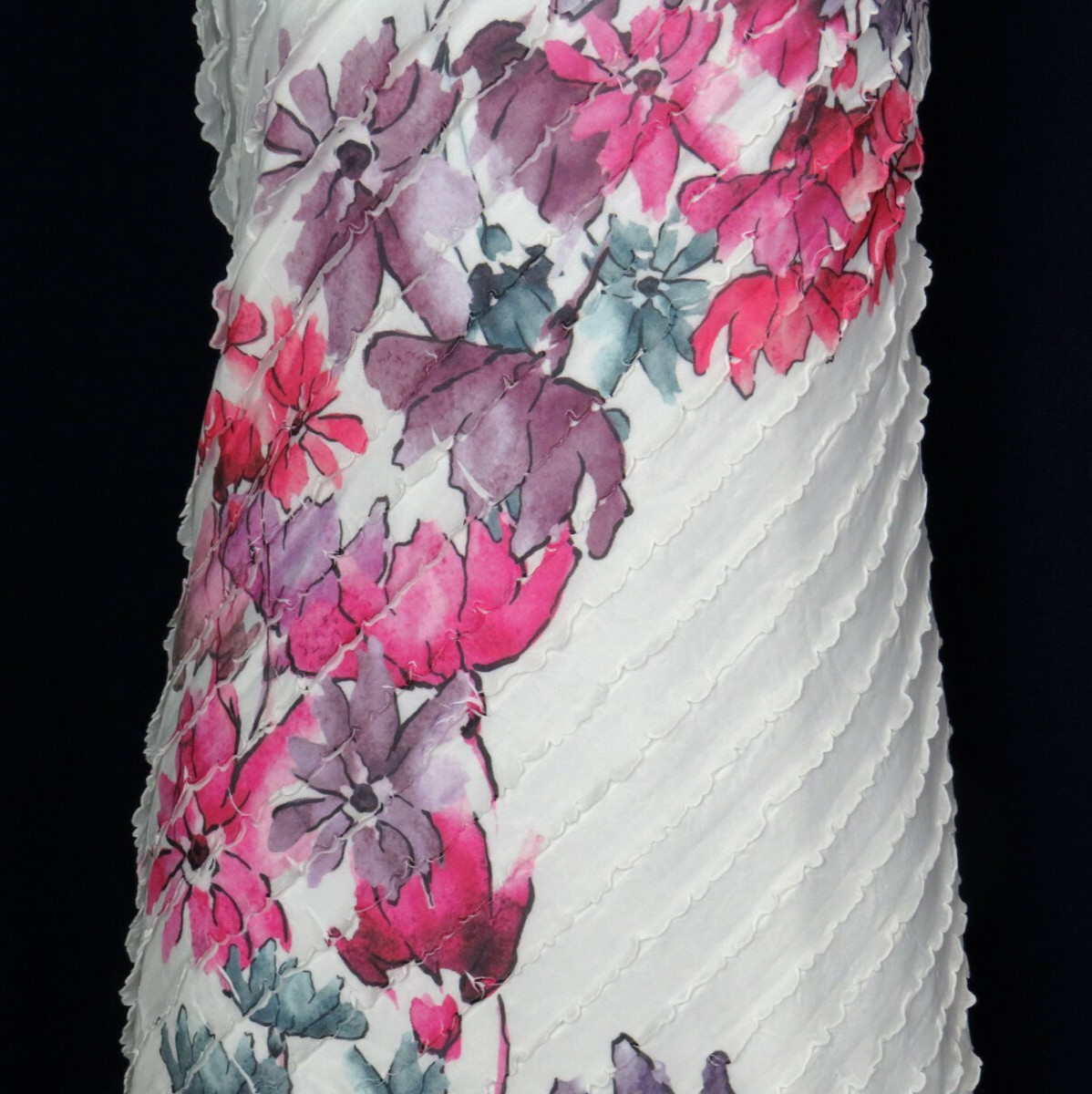 VTG 1980s 90s FLORAL DRESS CHRISTOPHER & BANKS SIZE SMALL RUFFLES POLY SPANDEX