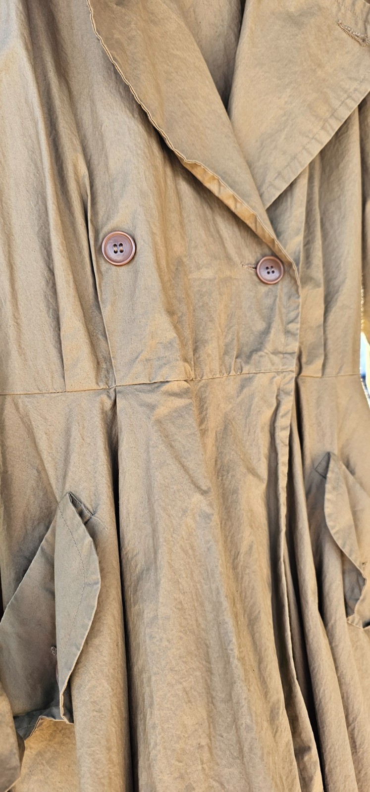 VINTAGE Rare Omo Norma Kamali Khaki Trench Coat/ Dress Size 4 Pre-owned
