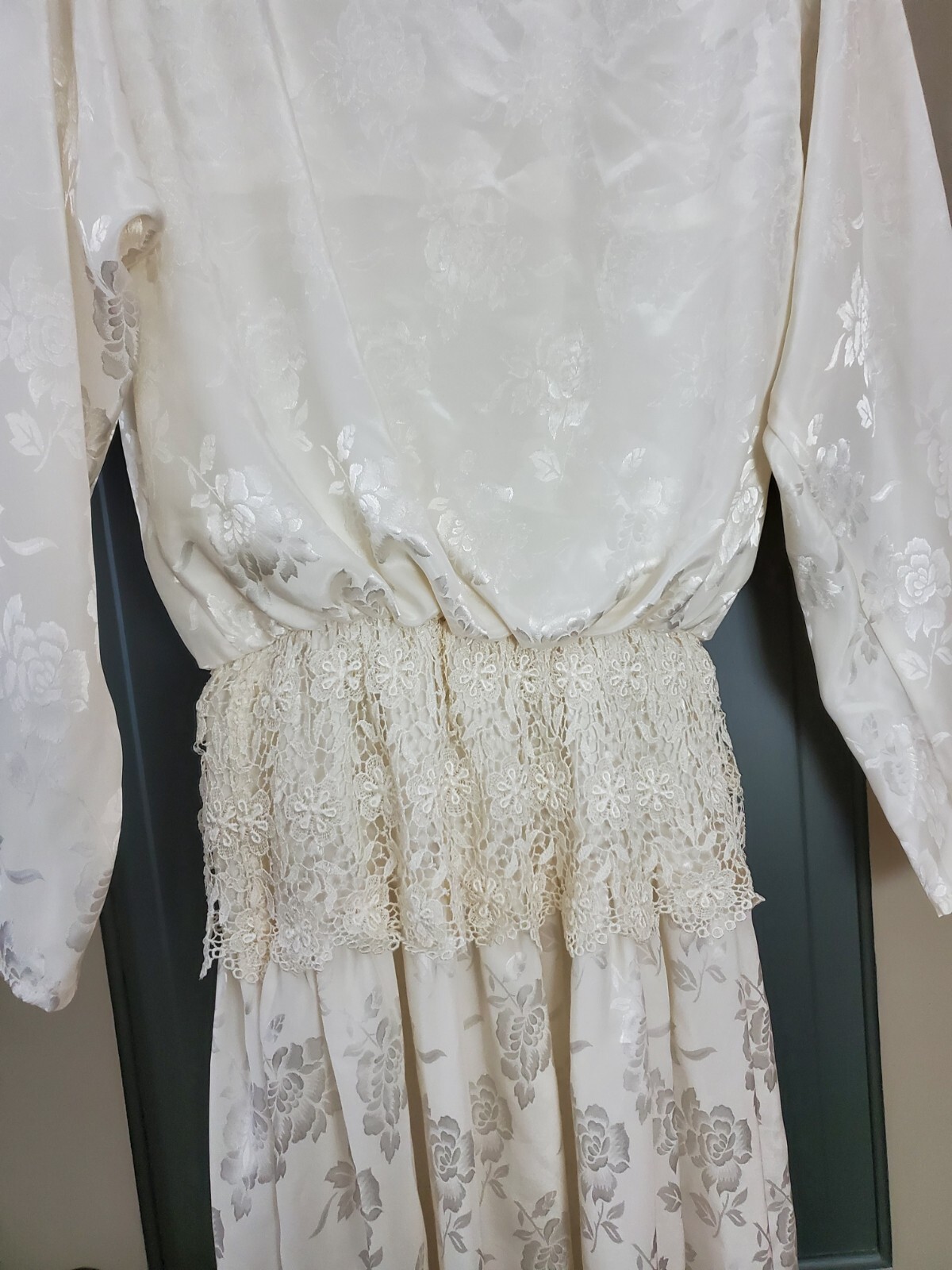 John Roberts Vintage 1980’s Brocade Satin Lace Style Dress Size 12