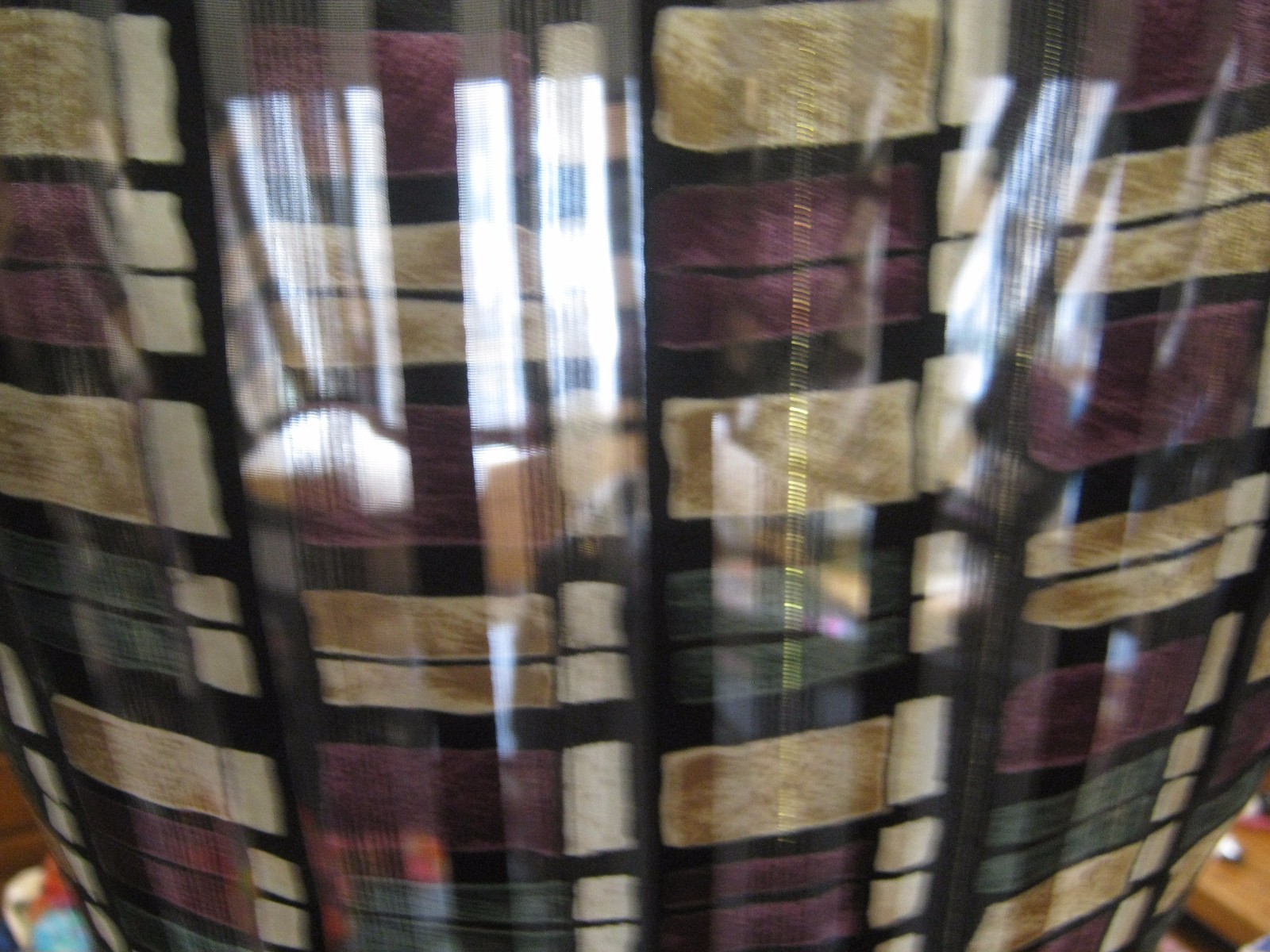 Dress Barn Blouse Size Medium Sheer Shadow Strip Plaid Dressy Metallic Threads