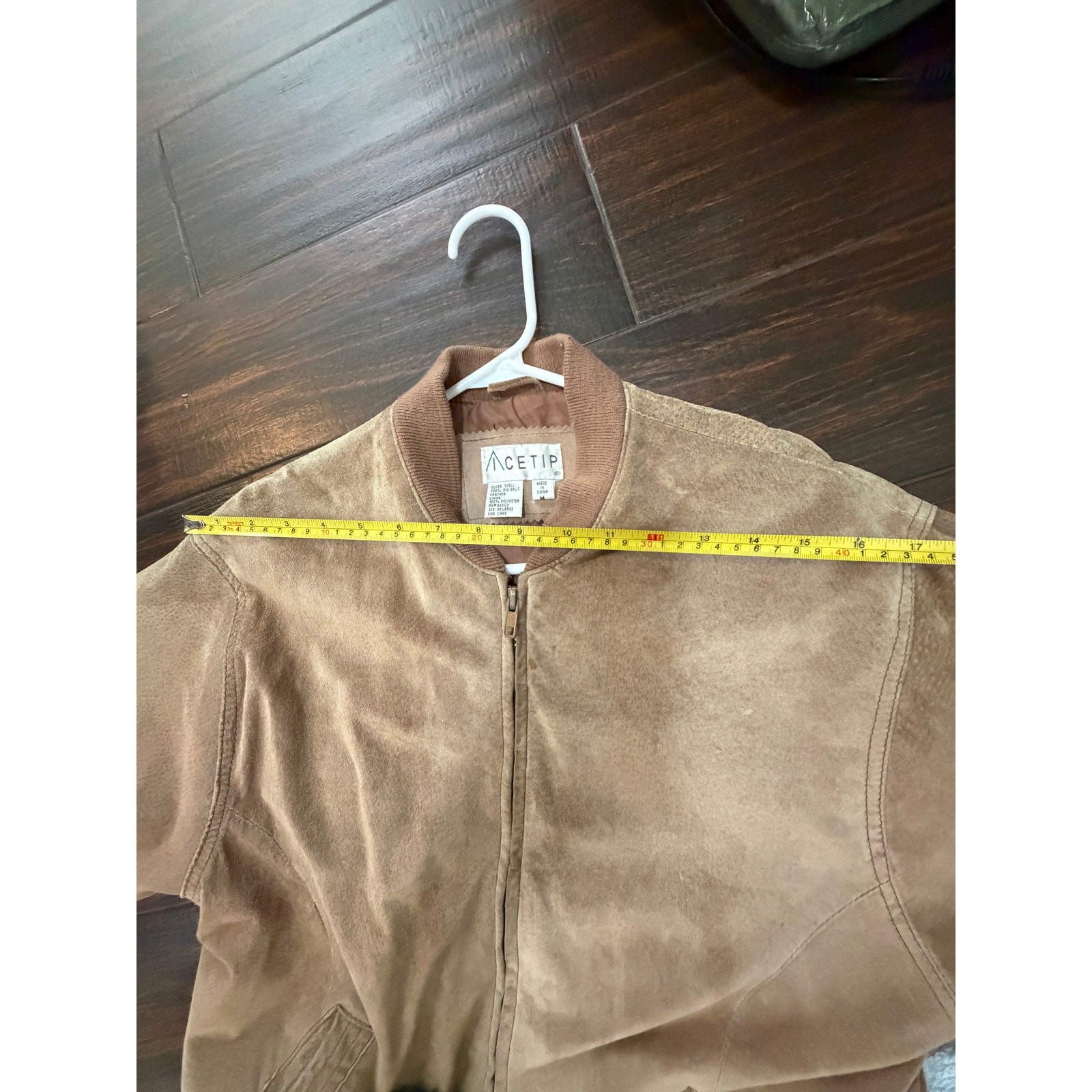 Vintage 90s Suede Leather Bomber Jacket Tan Camel Flight Coat Acetip Unisex