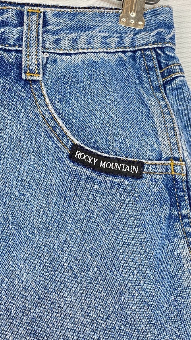 Vintage 1980s high waist jeans 25 34 side buttons ROCKY MOUNTAIN 29 blue denim