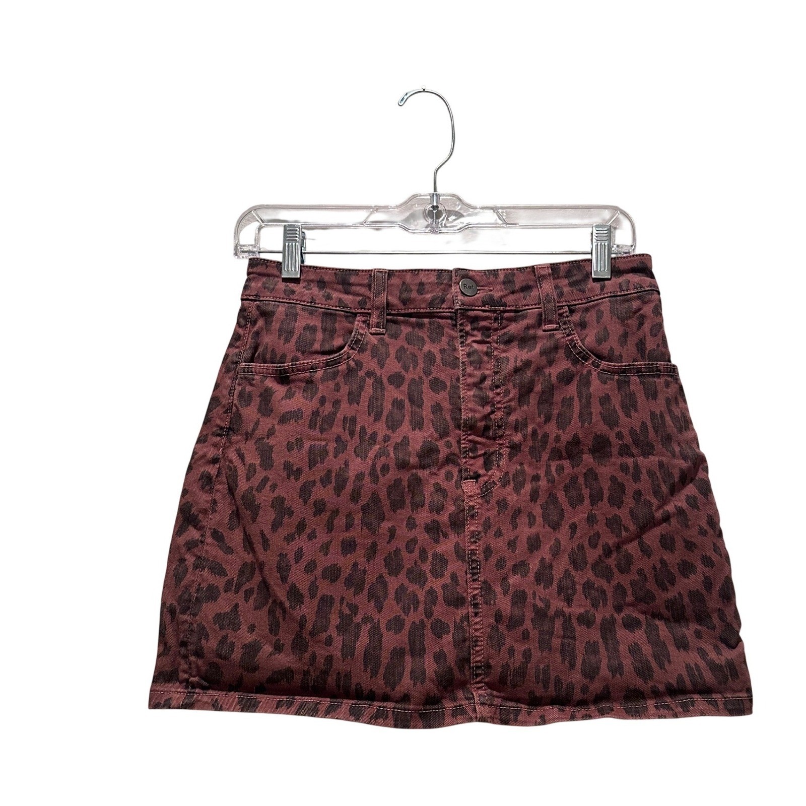 Reformation Cher Leopard Print Mini Denim Skirt Size 27 Grunge Summer Casual