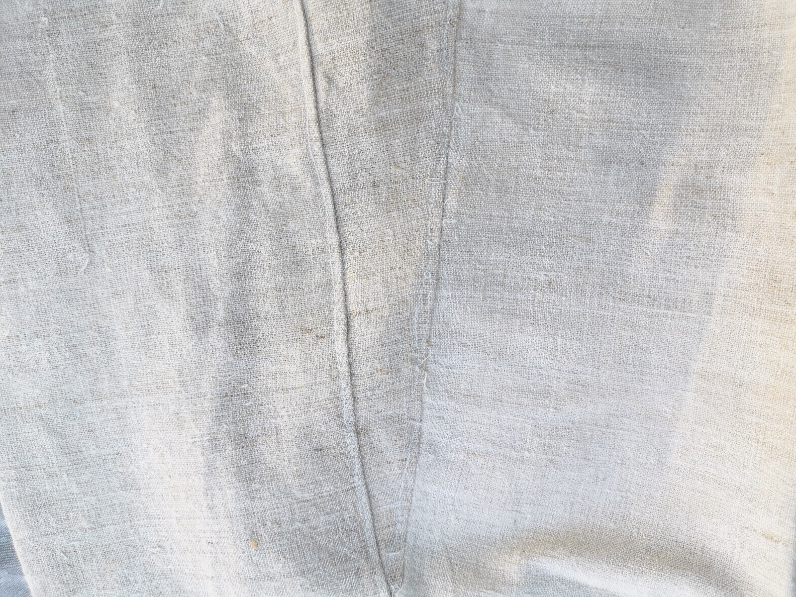 OLD PRIMITIVE WOMENs LONG WHITE SHIRT HOMESPUN FABRIC HEMP CLOTH