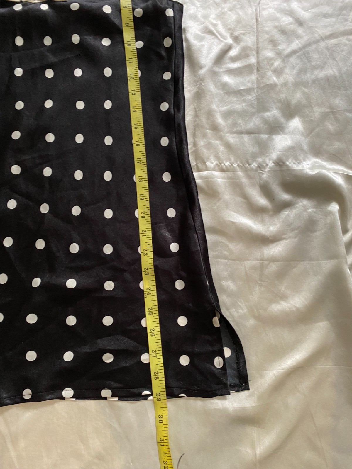 Vintage 1990s Black White Polka Dot Satin Half Slip Coquette Pin Up Small