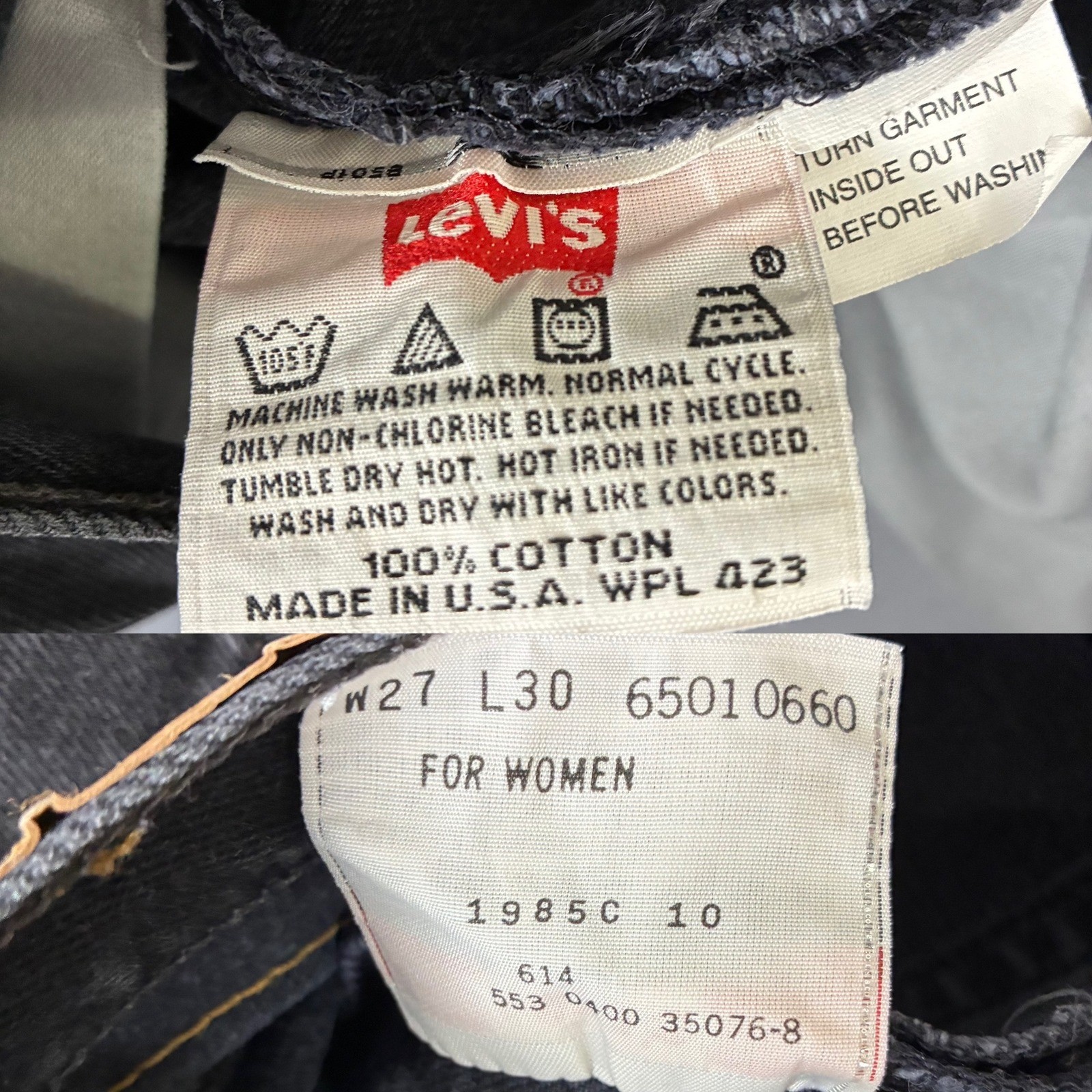Vintage Levi’s 501 Black Wash Denim Jeans Women’s Size 25×29 Made In USA