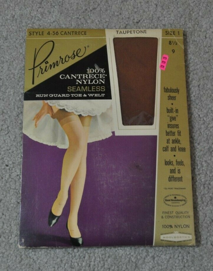 Vintage Sexy Woman’s Thigh High Seamless Nylon Stockings Primrose Taupetone NIP