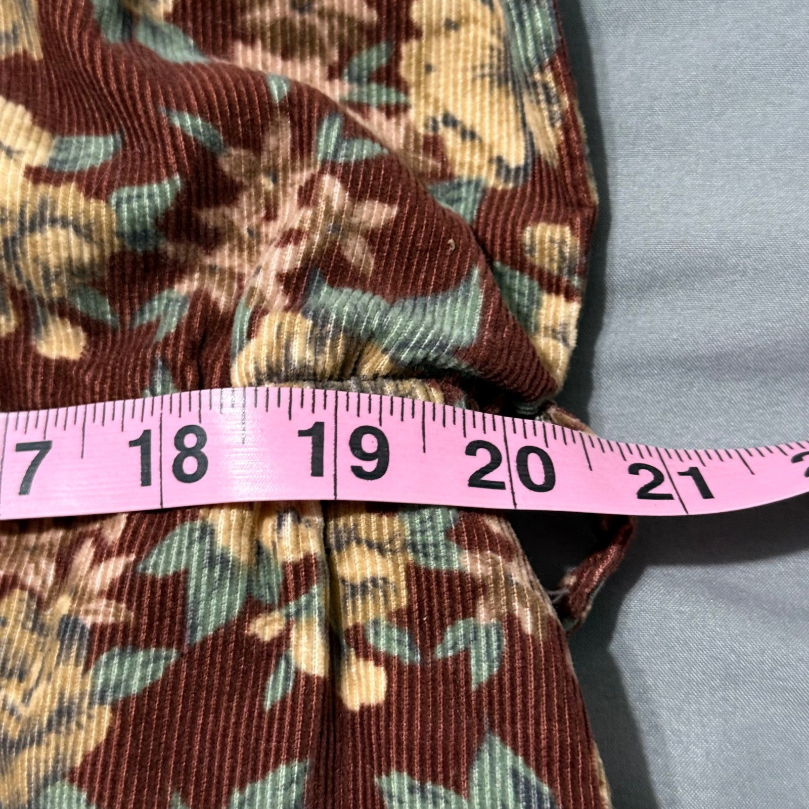 Bedford Fair Vintage Floral Corduroy Maxi Shirt Dress Brown Burgundy Cotton 12