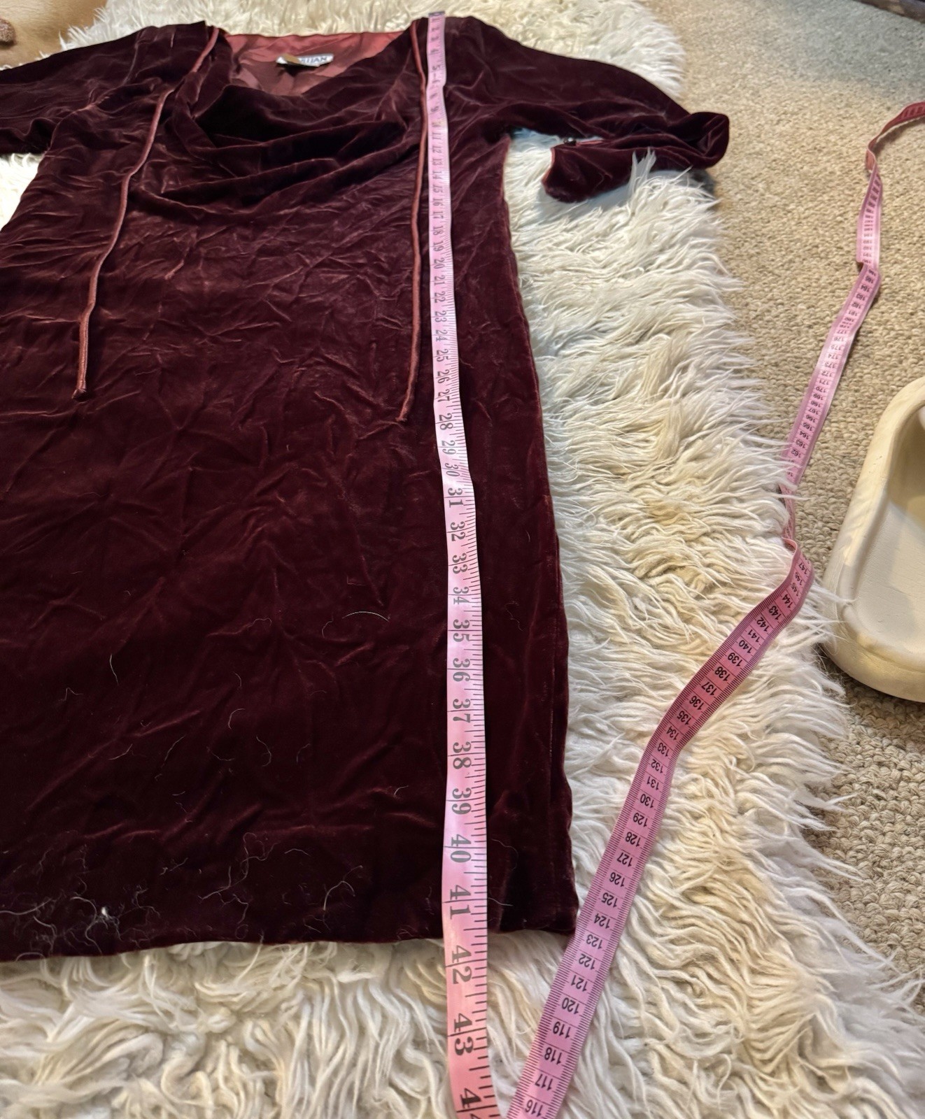 Vtg St Gillian Kay Unger Burgandy Red Velvet Cowl Draped Dress Grecian Goddess