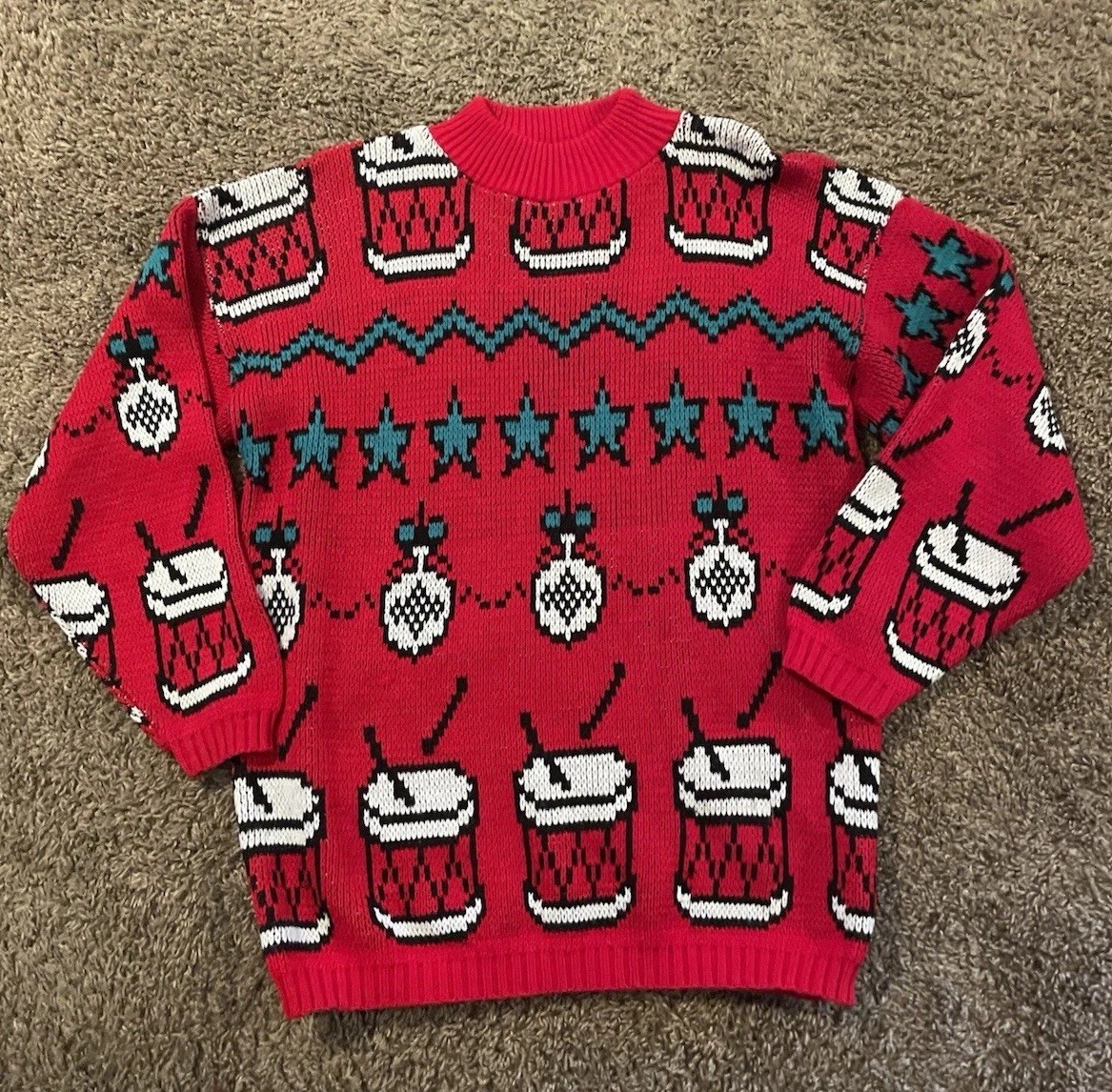 VTG Croquet Club Women’s Medium Sweater Not Ugly Christmas Ornaments Grandma Cor