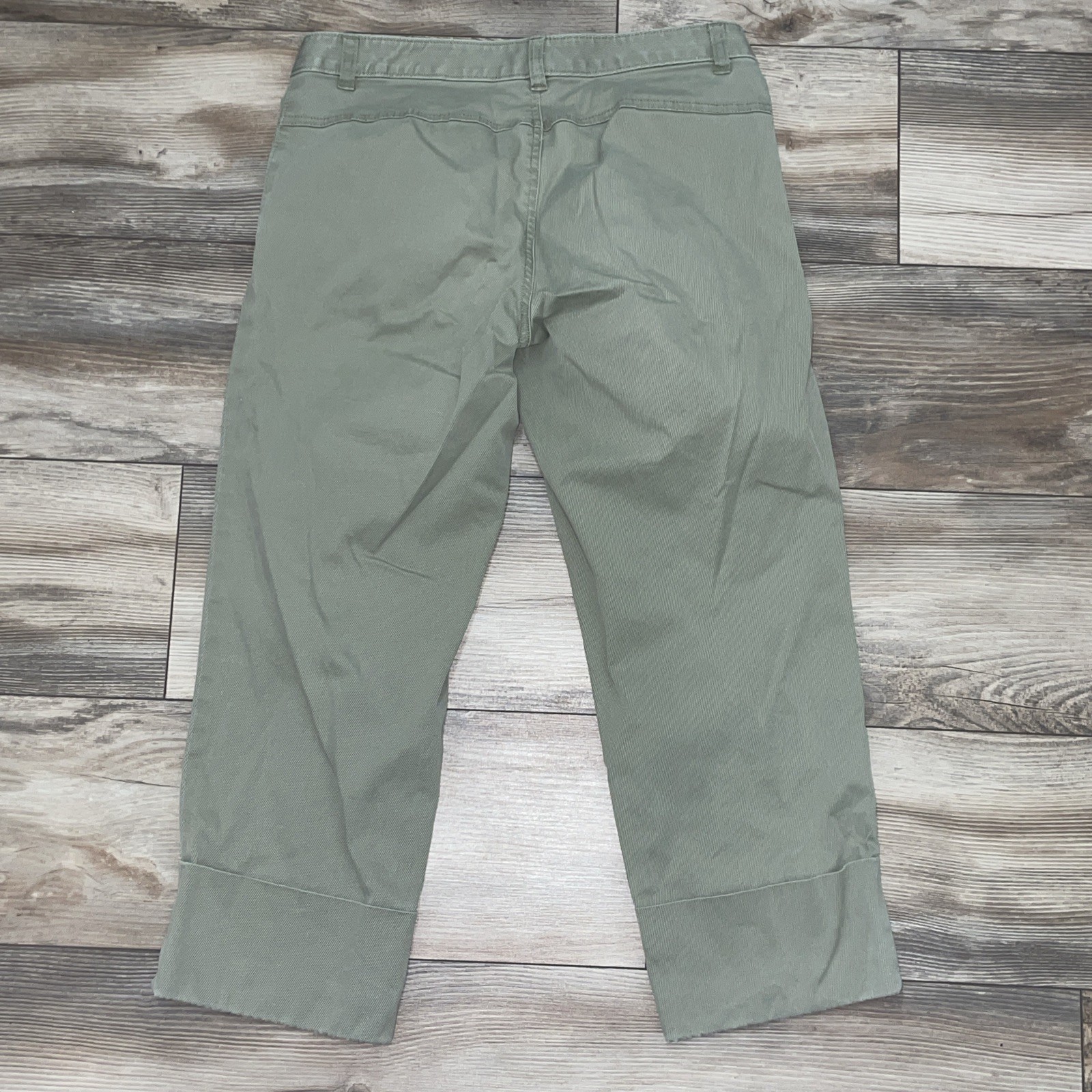 BANANA REPUBLIC Olive Green Capri Cropped Pants Stretch Cuffed Cargo Size 6