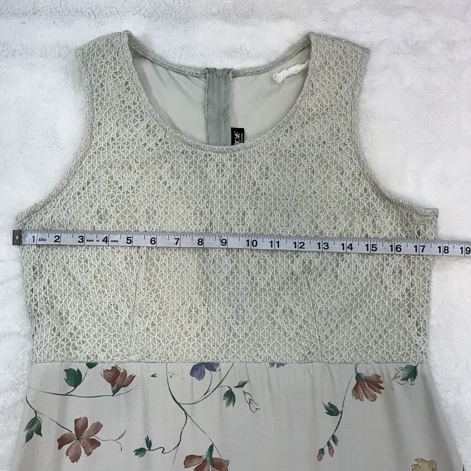 Vtg Sharade Of CA 90s Floral Crochet Top Maxi Dress Babydoll Sz 10 Y2K Fairy