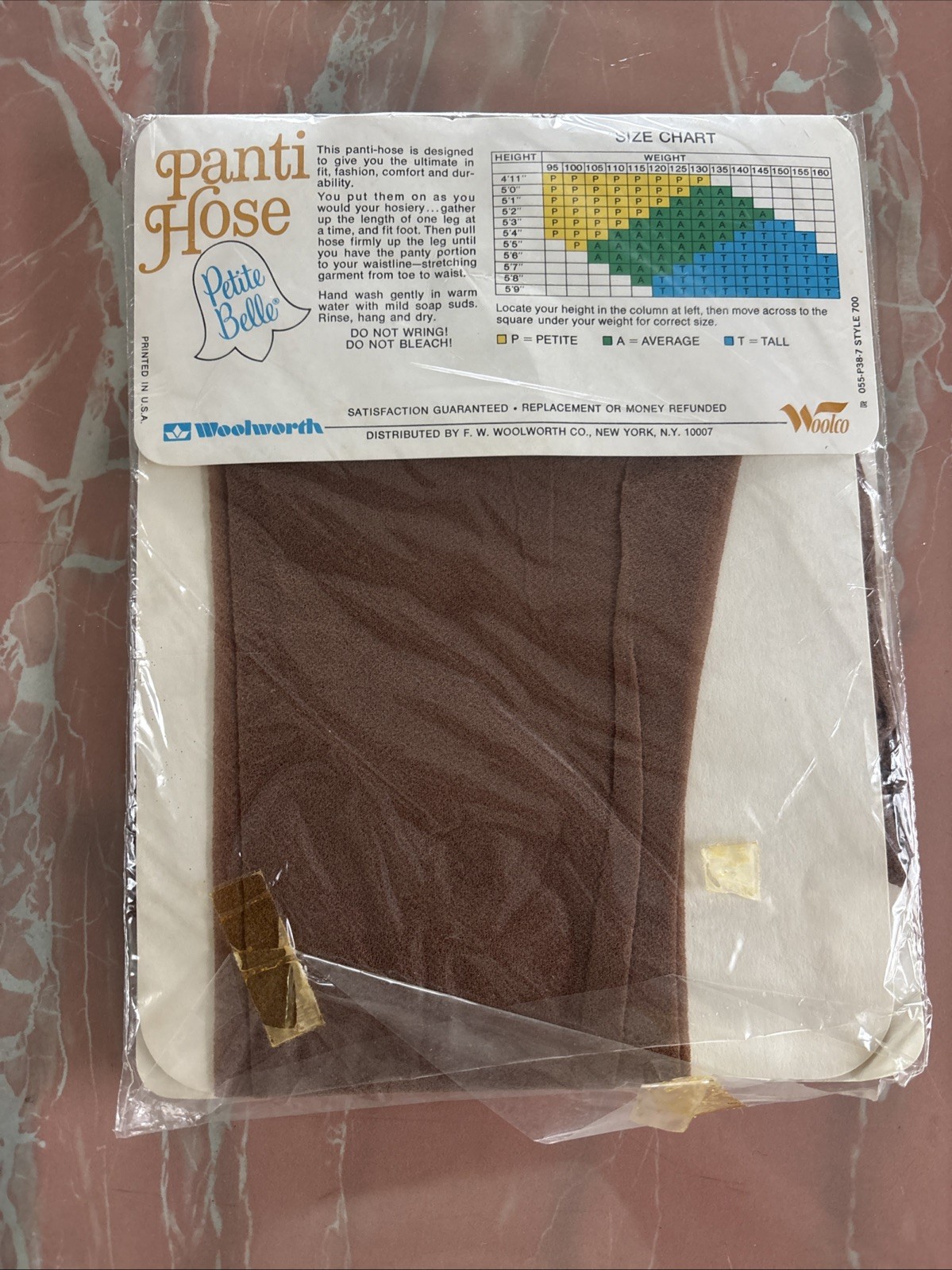 VTG NOS 70s Petite Belle Panti Hose Average Suntone 100% Nylon Woolworth NY USA
