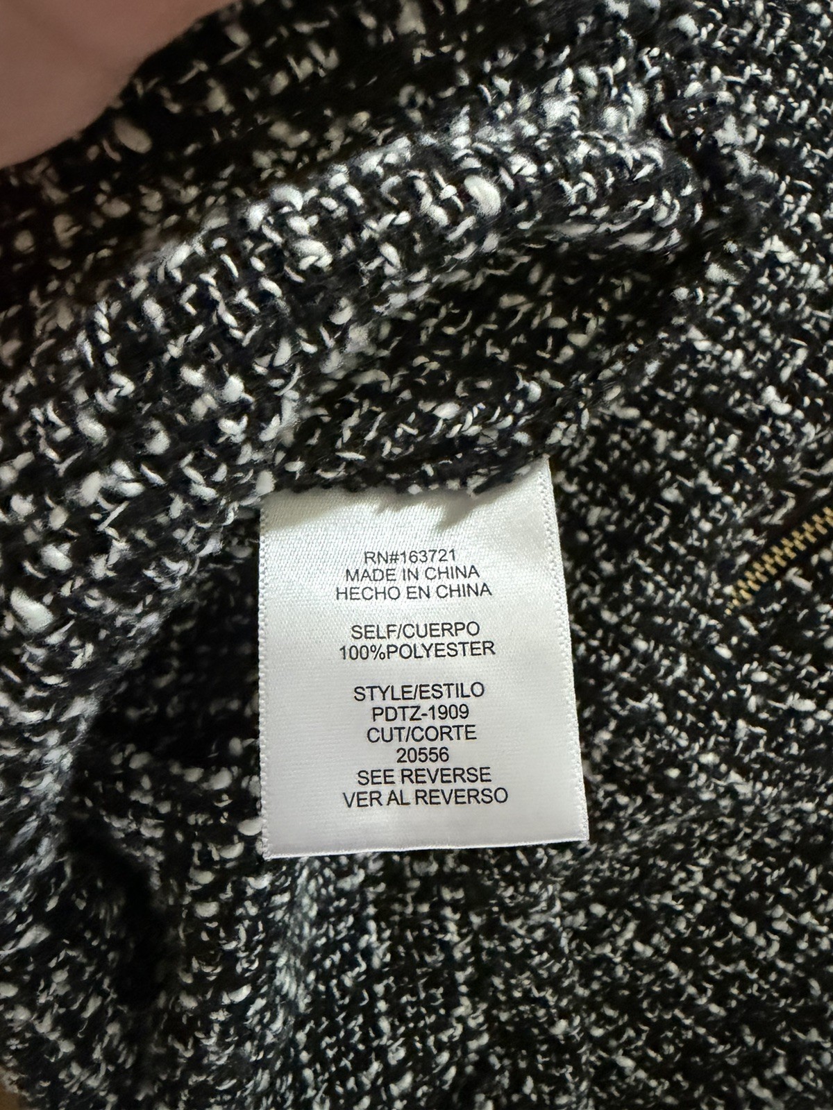 BeBop Black and White Tweed Short Sleeve Dress with Gold Buttons, Sz Small