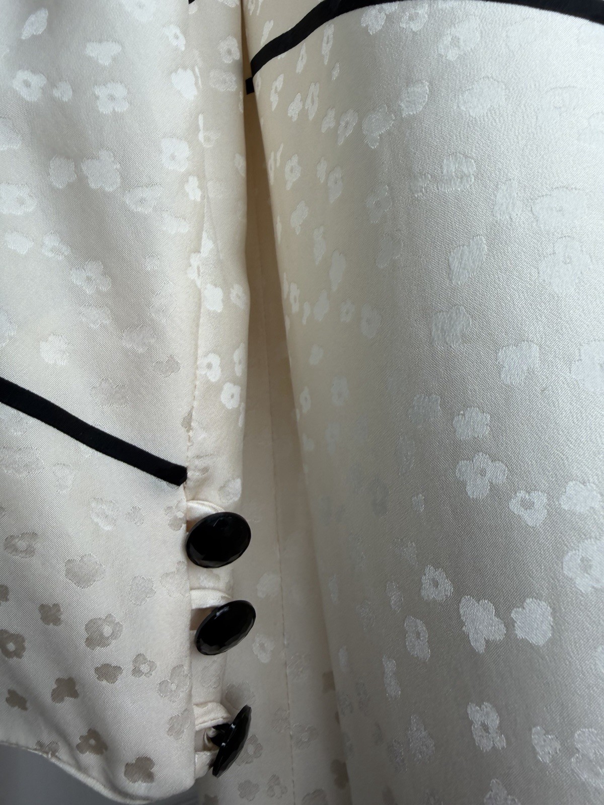 VTG David Hayes Saks Fifth Ave Silk Sheath Dress Ivory Black Size 12 L
