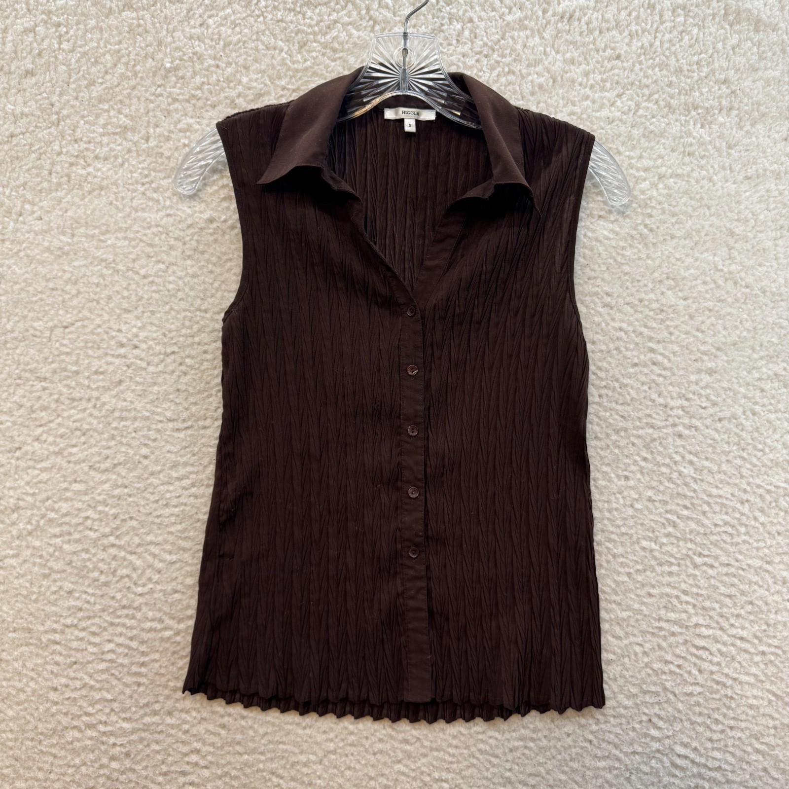 Y2K Vintage Button Top Blouse Small Brown Fairy Grunge Whimsigoth Corpcore