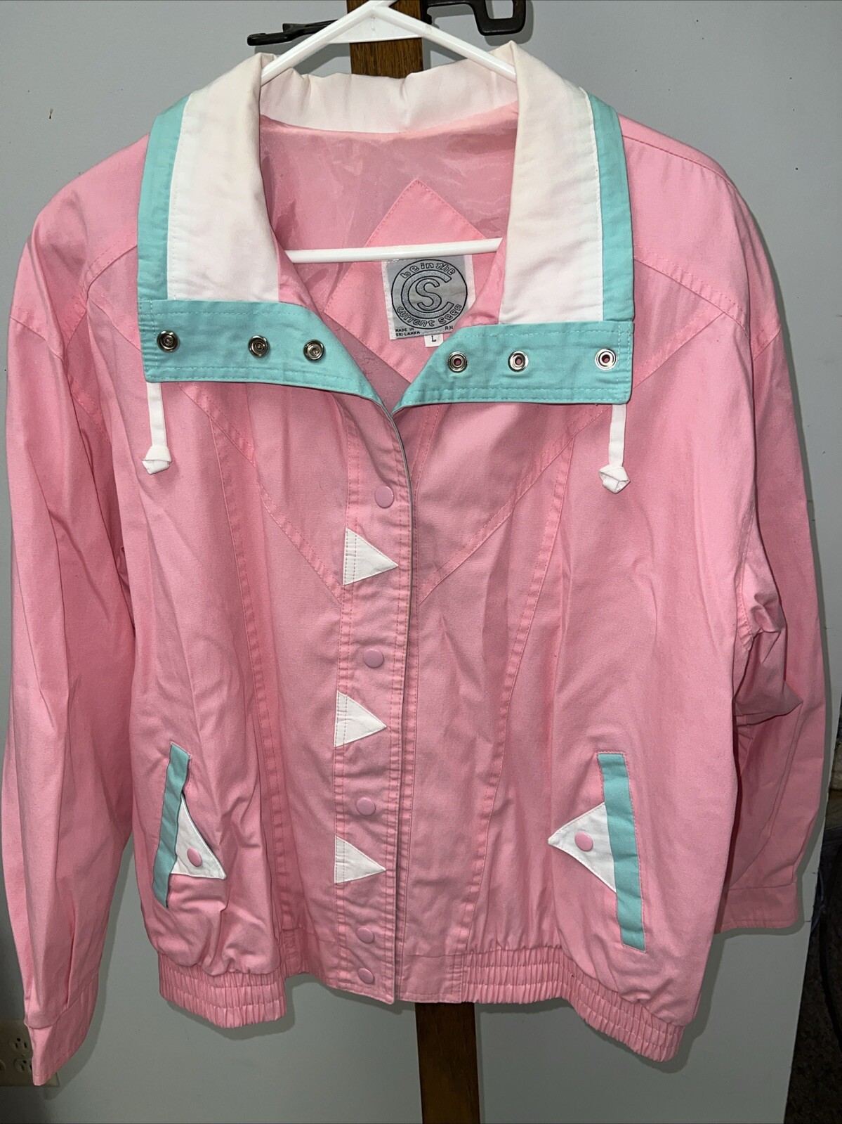 VTG 1980s Be In The Current Seen Women’s Size XL Jacket Light Pink Green Color