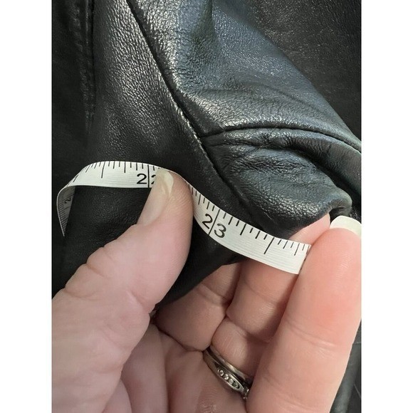 Vintage Soft Lambskin Leather Womens Coat Toggle Faux Fur Trim XL Grunge Goth